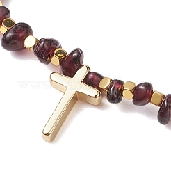 Braccialetti elasticizzati con perline di ematite sintetica non magnetica con chip e cubetti di pietre preziose naturali&nbsp;BJEW-JB10630-02