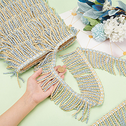 Zweifarbiger Fransenbesatz aus gedrehtem Seil aus Polyester&nbsp;DIY-WH0304-703E