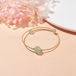 Bracelet jonc perlé rond en aventurine verte naturelle&nbsp;BJEW-JB07840-02