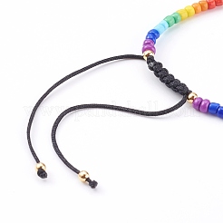 Bracciali di perline intrecciate con cordino in nylon regolabile arcobaleno&nbsp;BJEW-JB06021
