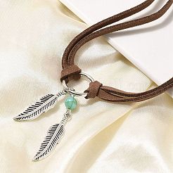 Collier ras du cou en alliage de style bohème avec pendentif en turquoise synthétique pour femme&nbsp;NJEW-G158-01B