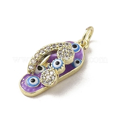 Pendentifs avec zircon cubiques à micro-pavés en laiton&nbsp;KK-E092-19G-02