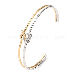 Bracelets manchettes ouvertes à nœud en acier inoxydable 304 bicolore pour femmes&nbsp;SA-CBA2192-05GP-04