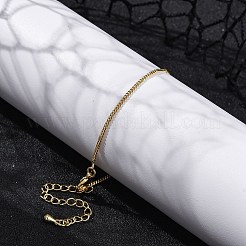 Pulseras de cadena de eslabones de latón chapado en rack ajustables para mujer&nbsp;BJEW-G735-18G