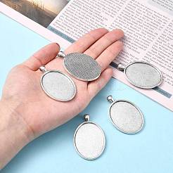 Supports de pendentif de cabochon oval de style tibétain en alliage&nbsp;X-TIBEP-Q045-051AS-RS