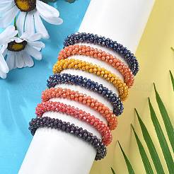 Ab farbig überzogene facettierte opake Glasperlen Stretch-Armbänder&nbsp;BJEW-S144-003D