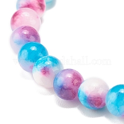 Bracelet extensible de perles rondes en jade blanc naturel&nbsp;BJEW-JB07968