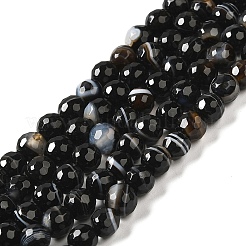 Chapelets de perles perles en agate noire naturelle&nbsp;G-A246-8mm-04