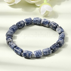 Stretcharmbänder aus natürlichem blauem Jaspis mit Säulenperlen&nbsp;GG-CBA05D5-01A-02