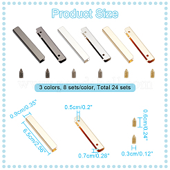 24 Satz 3 Farben Zinklegierung Tasche dekorative Randschnallen&nbsp;FIND-WR0006-52