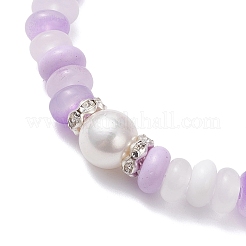 4 bracciale elastico in perline di vetro e giada imitazione per donna&nbsp;BJEW-JB12594