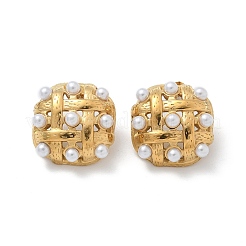 Pendientes de botón tejidos de acero inoxidable 304&nbsp;EJEW-B108-08G