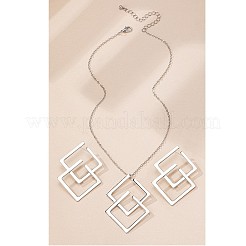 Collana con ciondolo in lega a rombo e set di orecchini a bottone&nbsp;FS-WG63DA9-01