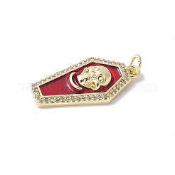 Pendentifs avec zircon cubiques à micro-pavés en laiton&nbsp;KK-F892-04G-02B