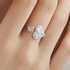 Rhodinierter Geburtssteinring aus 925 Sterlingsilber&nbsp;RJEW-F150-52P