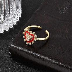 Offene Manschettenringe aus Messing mit Mikropavé und Zirkonia für Damen&nbsp;RJEW-B160-09G