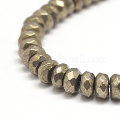 Facettierte Unterlegscheibe natürliche pyritperlenstränge&nbsp;G-I126-11-8x5mm