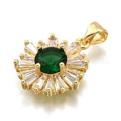Pendentifs avec zircon cubiques à micro-pavés en laiton&nbsp;KK-K401-34G-03