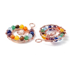 Gros pendentifs en laiton et pierres naturelles mélangées&nbsp;FIND-E023-03RG