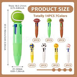14 penna a sfera sportiva in plastica 4 in 1&nbsp;AJEW-TA0005-83