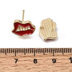 Ohrstecker-Verschlüsse aus Messing mit roter Emaille&nbsp;KK-CBA36F9-02G