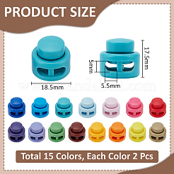 30 Stück Kordelstopper aus Kunststoff in 15 Farben&nbsp;FIND-WR0012-47