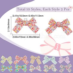 20 Stück 10 Farben Blumen-/Tartanmuster Stoffschleife für Kostümschmuck&nbsp;FIND-GF0004-73