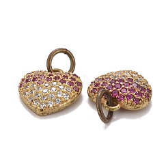 Breloques en laiton micro pavé moyen violet rouge et zircon cubique transparent&nbsp;ZIRC-G166-25G-A