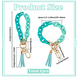 2 pièce de décorations de pendentif de bracelet de chaîne de câble en acrylique&nbsp;AJEW-SC0003-71C