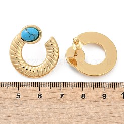 Pendientes de acero inoxidable 304 con turquesa sintética para mujer&nbsp;EJEW-U046-14G