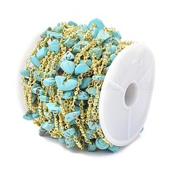 Chaîne à maillons en laiton et synthétique turquoise&nbsp;CHC-D029-01G
