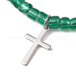 12 bracciale con ciondolo a croce in acciaio inossidabile 201&nbsp;BJEW-JB13549
