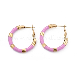 Pendientes de aro de acero inoxidable 201 con revestimiento al vacío de PVD para mujer&nbsp;EJEW-B016-33I
