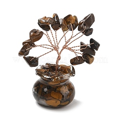 Chips d'oeil de tigre naturelles décorations d'arbre de vie&nbsp;DJEW-Z007-02P