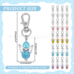 20 Uds. Decoraciones colgantes de rhinestone de arcilla polimérica de Ángel de 5 colores&nbsp;HJEW-HY00159