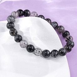 Stretch-Armbänder aus natürlichem Turmalin mit runden Perlen für Männer und Frauen&nbsp;BJEW-G743-01B