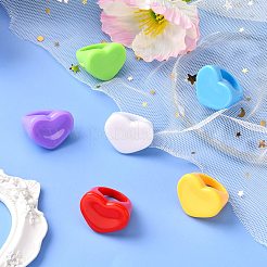 Blickdichte Acryl-Herzfingerringe&nbsp;RJEW-T010-14