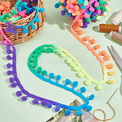 Ruban de garniture de pompon en polyester couleur arc-en-ciel&nbsp;OCOR-PH0003-86