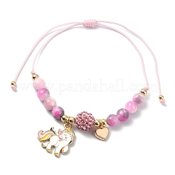 Charm-Armband mit Einhorn-Anhänger aus emaillierter Legierung&nbsp;BJEW-JB09599