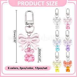 12 Stück 6 Farben Bär & Bowknot Acryl Anhänger Dekorationen&nbsp;HJEW-HY00176