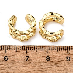 Boucles d'oreilles manchettes en laiton micro pavées de zircones cubiques transparentes à deux couches en forme de C&nbsp;EJEW-D328-05G-01
