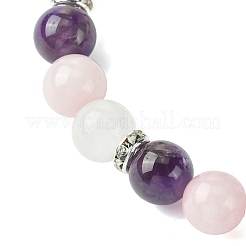 8.5 mm natürliche Rosenquarz & Quarzkristall & Amethyst runde Perlen Stretch-Armbänder für Frauen&nbsp;BJEW-JB10737