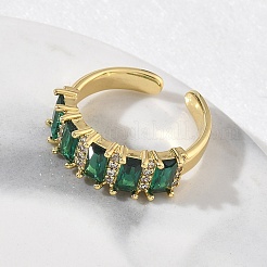 Bagues ouvertes en laiton avec micro pavé de zircones cubiques pour femmes&nbsp;RJEW-L343-16G-03