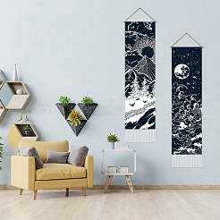 Tapices de pared decorativos de poliéster con patrón de luna y sol&nbsp;AJEW-WH0399-020