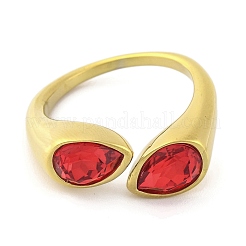 Brazalete abierto con forma de lágrima de rhinestone de acero inoxidable 304 con revestimiento iónico (IP) para mujer&nbsp;RJEW-N046-04I-G