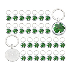 36 Schlüsselanhänger aus Glas mit Kleeblatt-Motiv&nbsp;KEYC-GA00013