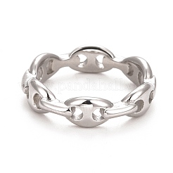 Anello aperto a forma di catena a forma di chicco di caffè in acciaio inossidabile 304 anti-ossidazione per donna&nbsp;RJEW-C025-33B-P