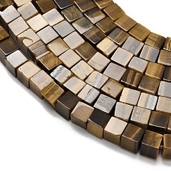 Natürlichen gelben Tigerauge Perlen Stränge&nbsp;G-Z110-J02-6x6mm
