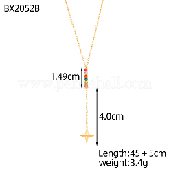 Lariat-Halsketten aus Edelstahl 304 mit Mikropavé-Fassung aus Zirkonia&nbsp;STAS-OY018-27G