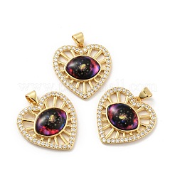 Pendenti a cuore in ottone con micro pavé di zirconi chiari&nbsp;KK-G419-11G